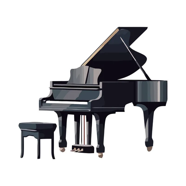 Piano Queue Antique Icône Noire Isolé — Image vectorielle