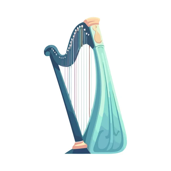 Blå Harpa Musikinstrument Sträng Isolerad — Stock vektor