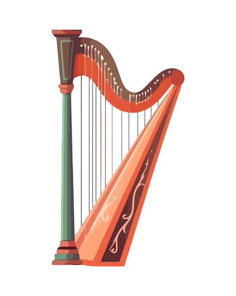 Harpe Rouge Corde Instrument Musique Isolé — Image vectorielle