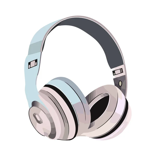 Auriculares Modernos Dispositivo Tecnología Audio Aislado — Vector de stock