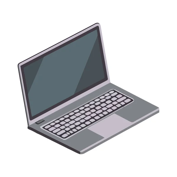 在孤立的技术中 现代笔记本电脑象征着商业交流 — 图库矢量图片