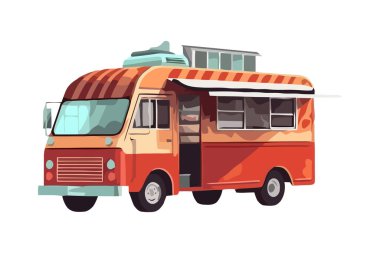 Eski moda otobüs, ıssız yaz yemekleri dağıtımı.