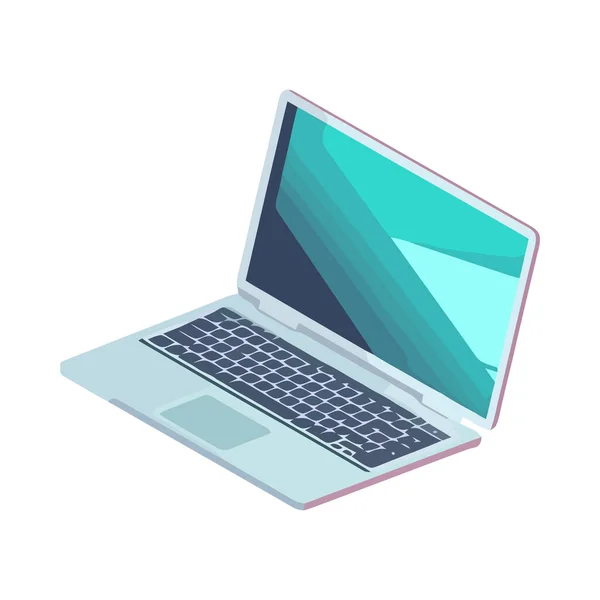 Moderner Laptop Symbolisiert Globale Kommunikation Isoliert — Stockvektor