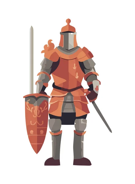 Caballeros Medievales Armadura Con Espadas Batalla Aislada — Vector de stock