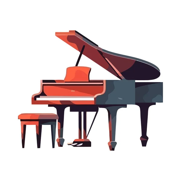 Klasik Kuyruklu Piyano Kırmızı Simgesi Izole — Stok Vektör