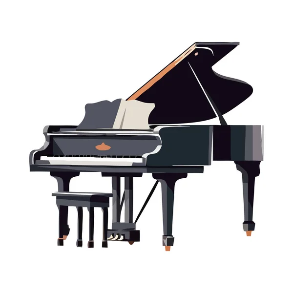 エレガンススタイルのアイコンが孤立したグランドピアノ — ストックベクタ