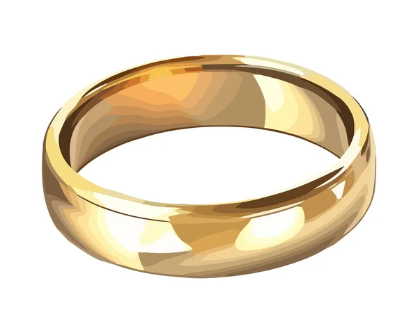 Błyszczący Złoty Obrączka Symbolizuje Miłość Luksus Odizolowany — Wektor stockowy