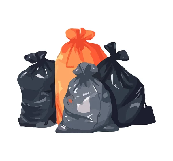 Empilement Sacs Plastiques Sales Polluant Nature Isolé — Image vectorielle