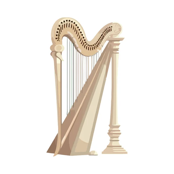 Corda Instrumento Musical Harpa Branca Isolada — Vetor de Stock