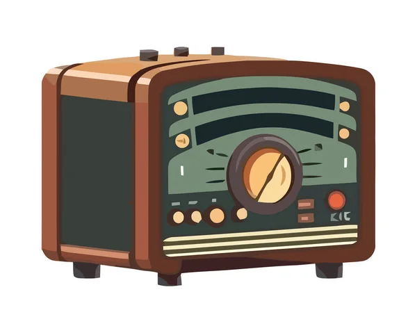 Analog Düğmeli Antika Radyo Izole Edildi — Stok Vektör