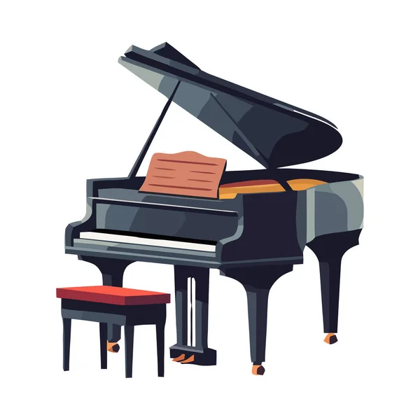 Sandalye Simgesi Izole Edilmiş Kuyruklu Piyano — Stok Vektör