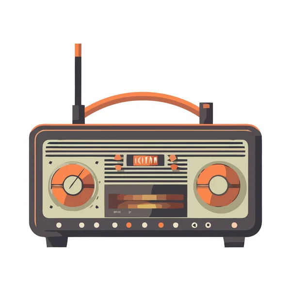 Old Fashioned Boom Box Playing Audio Revival Isolated — Stock Vector