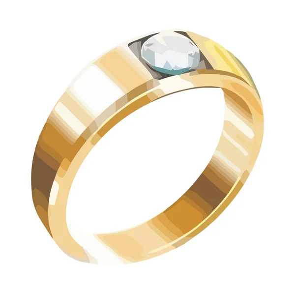Glänsande Guld Ring Symbol För Rikedom Och Elegans Isolerad — Stock vektor