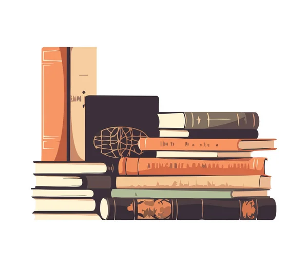 Στοίβες Λογοτεχνίας Απομονωμένες Βιβλιοθήκες Βιβλίων — Διανυσματικό Αρχείο