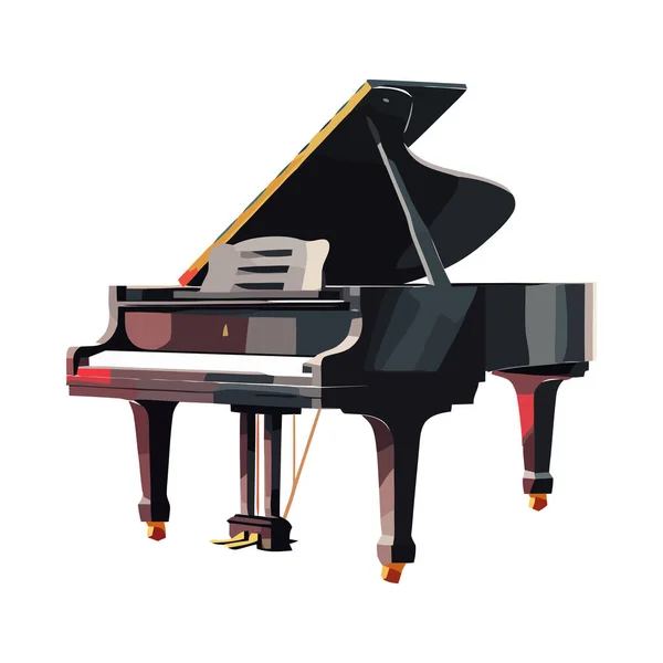 Büyük Piyano Anahtarı Izole Edilmiş Zarif Bir Ahenk Yaratır — Stok Vektör