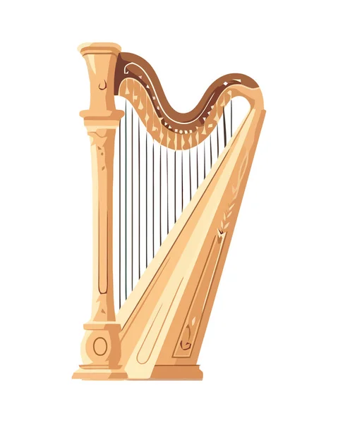 Harpa Musikinstrument Gyllene Ikon Isolerad — Stock vektor