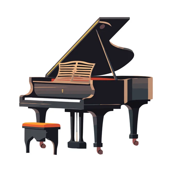 Piano Cola Antiguo Con Silla Elegante Aislado — Vector de stock