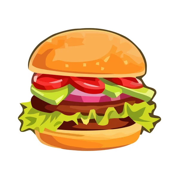 Burger Grillé Sur Pain Sésame Fromage Isolé — Image vectorielle