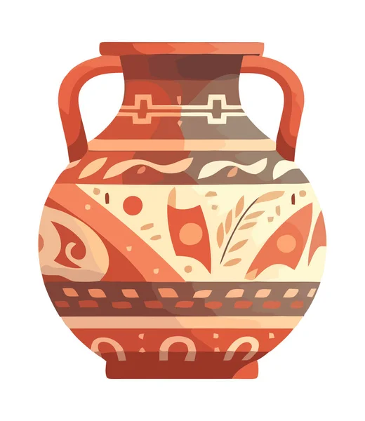 Ornate Earthenware Vase Flower Pattern Design Isolated — Stock Vector