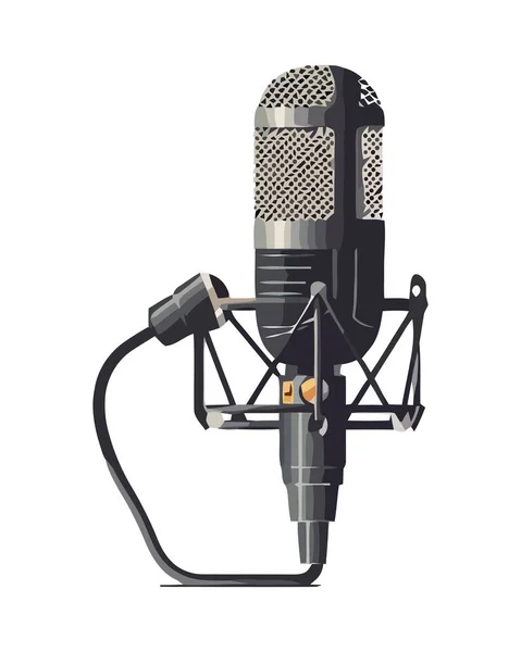 Microphone Métallique Symbolise Créativité Moderne Interprète Sur Scène Isolée — Image vectorielle