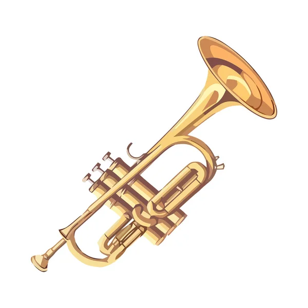 Música Trompeta Latón Brillante Fuertemente Aislada — Vector de stock