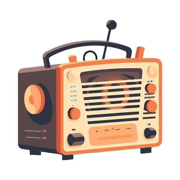 Old Fashioned Boom Box Broadcasting Isolated — Stock Vector