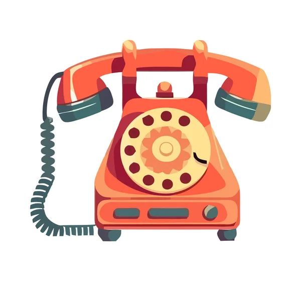 Old Fashioned Rotary Phone Symbolizes Nostalgia Isolated — Stock Vector