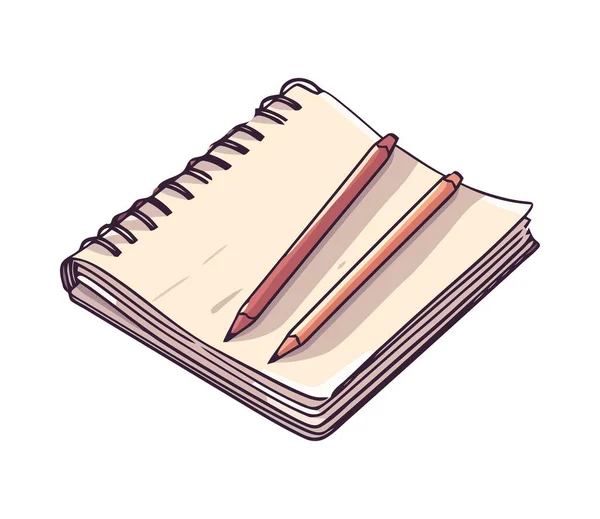 Učení Učebnicového Papíru Izolovaných Tužek — Stockový vektor