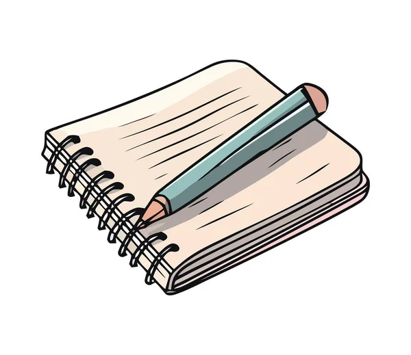 Üres Tankönyv Oldal Ceruzával Elszigetelt — Stock Vector