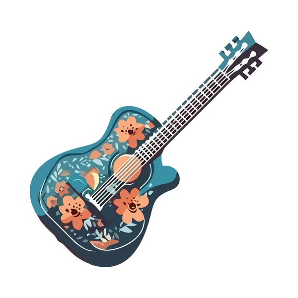 Instrumento Guitarra Acústica Color Azul Aislado — Archivo Imágenes Vectoriales