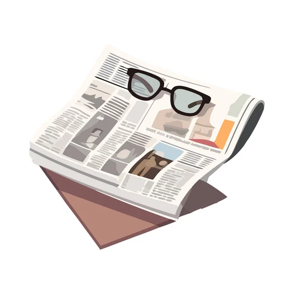 Jornal Com Óculos Ícone Acessório Isolado — Vetor de Stock