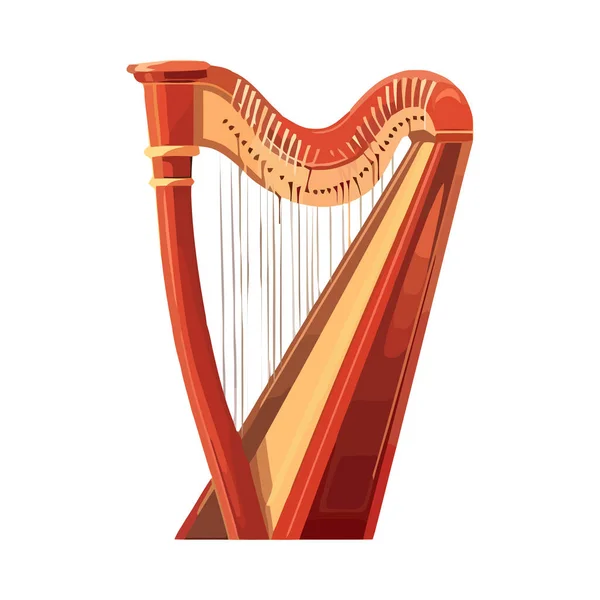 Harpa Musical Corda Instrumento Vermelho Isolado —  Vetores de Stock