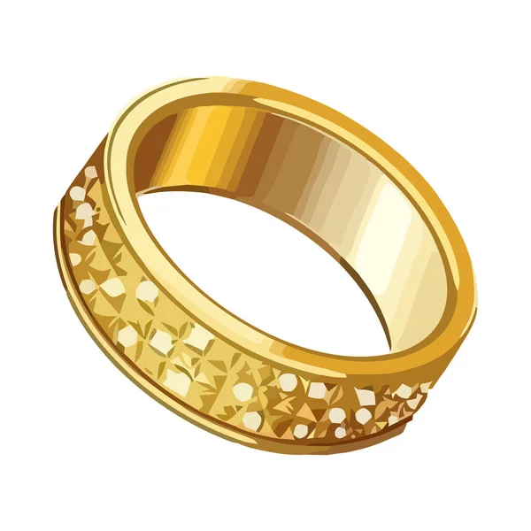 Anel Casamento Ouro Brilhante Símbolo Amor Isolado — Vetor de Stock