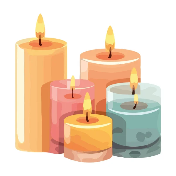 Glühende Kerze Erhellt Feier Der Liebe Und Spiritualität — Stockvektor