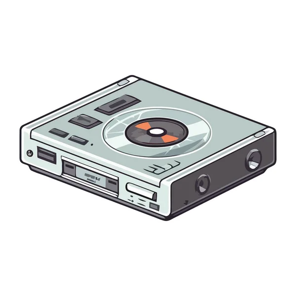 Plaque Tournante Ancienne Jouant Cassette Audio Soirée Boîte Nuit Isolé — Image vectorielle
