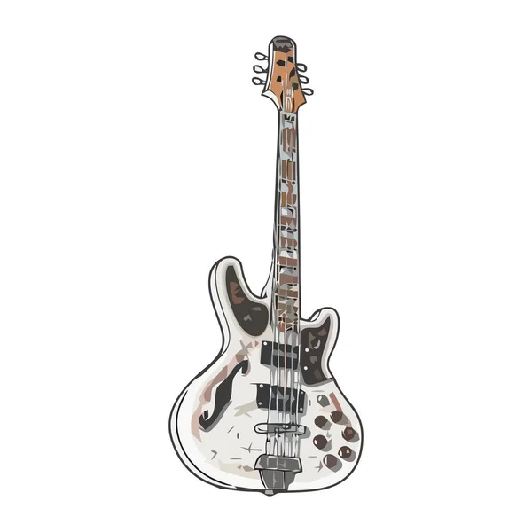 Weiße Farbe Elektrische Gitarre Musikinstrument Isoliert — Stockvektor