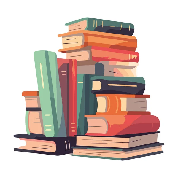 Στοίβες Εγχειριδίων Και Εγκυκλοπαίδειες Για Μελέτη Μεμονωμένων Βιβλίων — Διανυσματικό Αρχείο