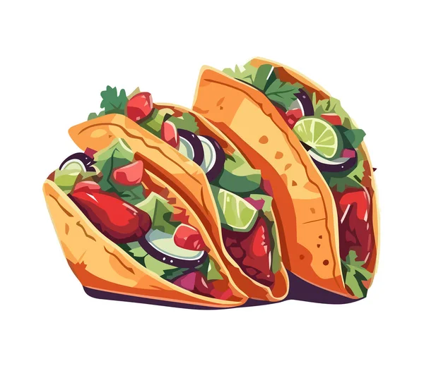 Gourmet Taco Mjöl Med Nötkött Ikon Isolerad — Stock vektor