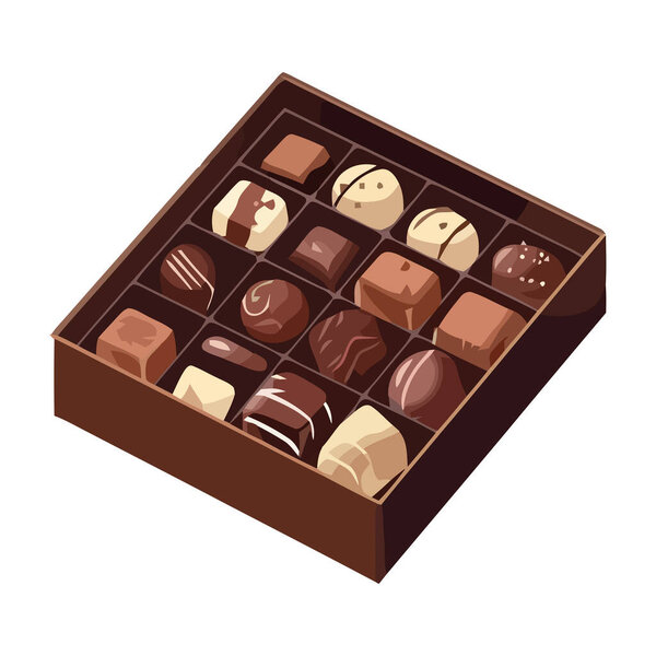 Luxury chocolate truffle in cute box isolated