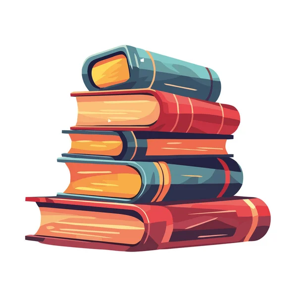 Pilha Livros Didáticos Prateleira Biblioteca Para Estudar Isolado —  Vetores de Stock