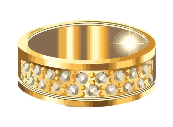 Shiny Gold Wedding Ring Icon Isolated — Stock Vector