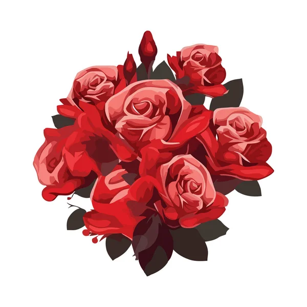 Bloemenboeket Symboliseert Liefde Romantiek Prachtig Geïsoleerd — Stockvector
