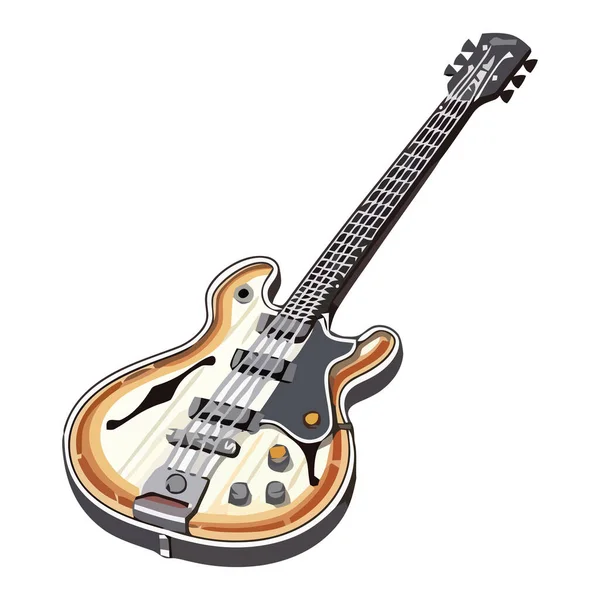 Guitare Électrique Instrument Musique Blanc Isolé — Image vectorielle