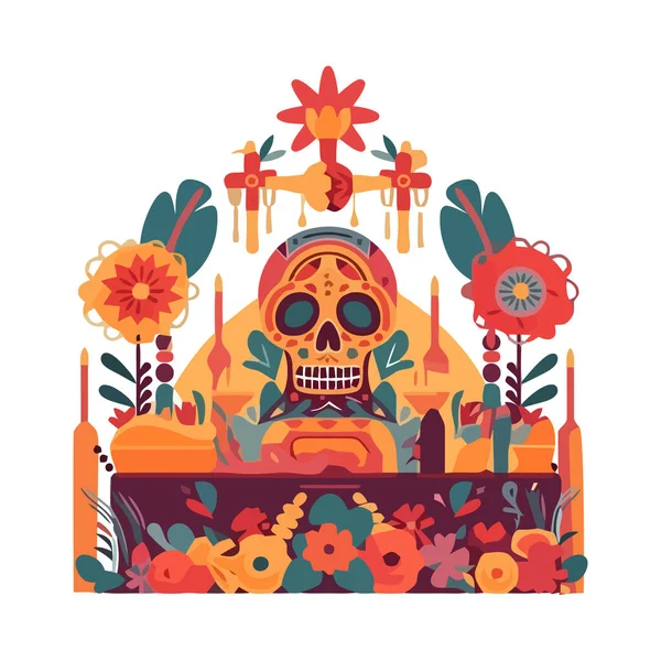 Día Muerte Altar Celebración Aislado — Archivo Imágenes Vectoriales