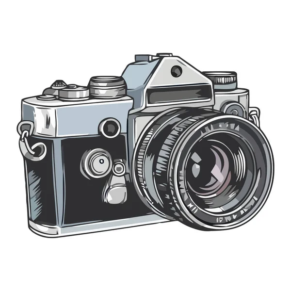Câmera Antiga Simboliza Criatividade Fotógrafa Simplicidade Isolada — Vetor de Stock