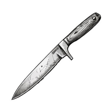 Keskin çelik bıçak, beyaz arka planda izole edilmiş.