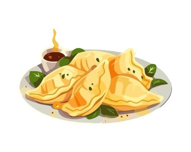 Tenha bir tabakta taze pişmiş gurme yemeği.