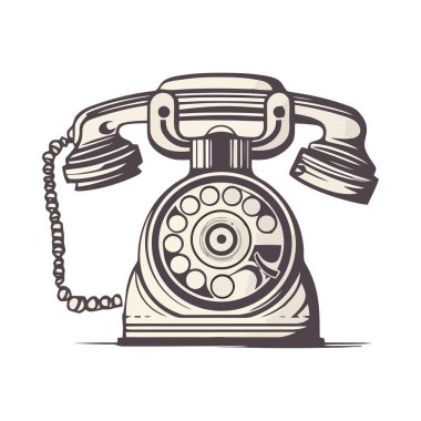 Antika döner telefon, izole edilmiş eski iletişim sembolü.