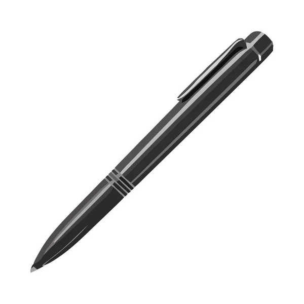 Металлическая Шариковая Ручка Белом Фоне Бумаги Изолированы — стоковый вектор