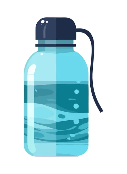 Прозора Скляна Пляшка Свіжою Синьою Рідиною Ізольована — стоковий вектор